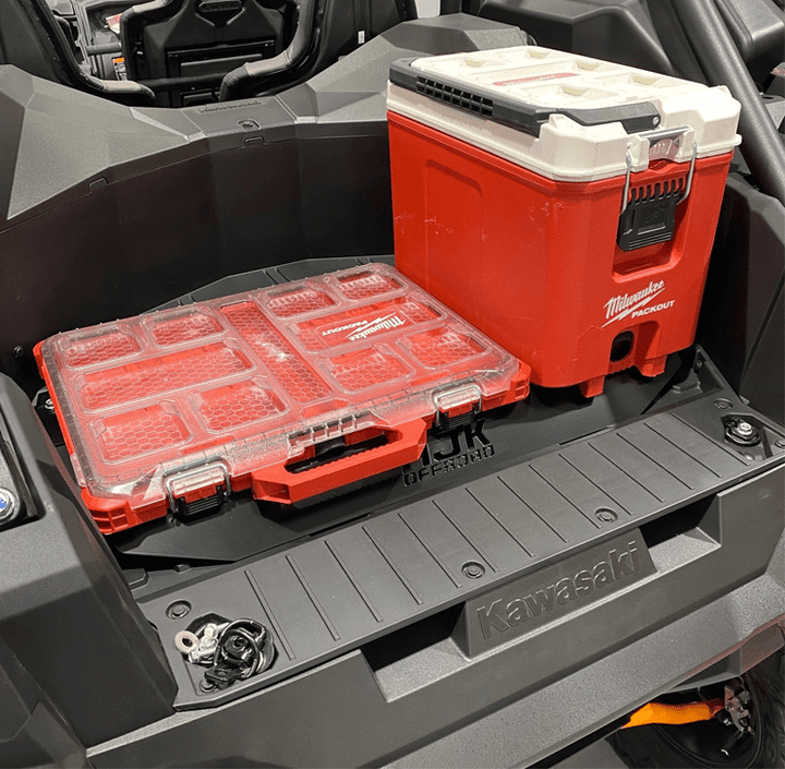 Kawasaki KRX Packout Mount 1.5 by AJK Offroad One Thin Box and 1 Cooler