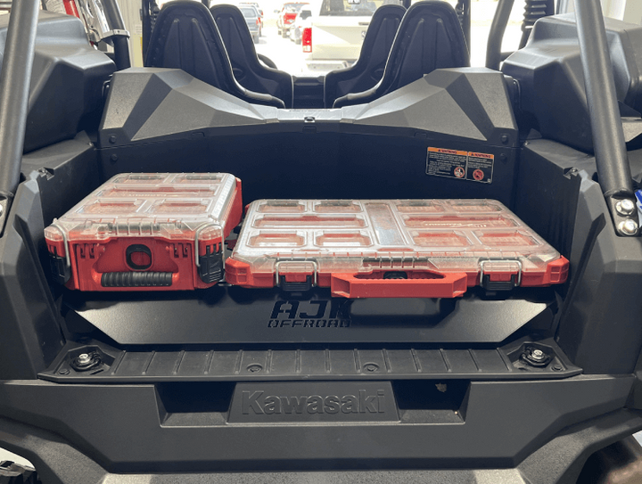 Kawasaki KRX Packout Mount - Subwoofer Compatible by AJK Offroad with two kits installed  