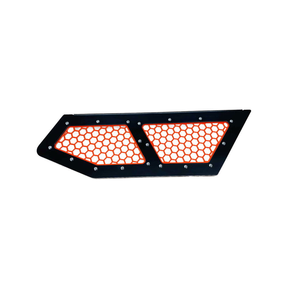 Vented Honda Talon Lower Doors by AJK Offroad Back of Vented Lower Doors in Orange