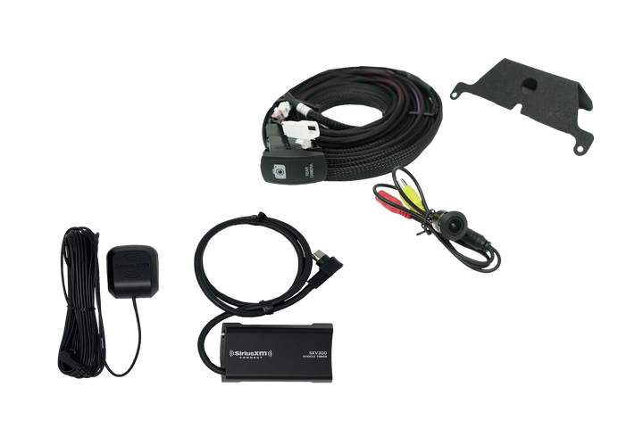 UTV Stereo rear camera and SiriusXM tuner kit with wiring harness and mounting bracket