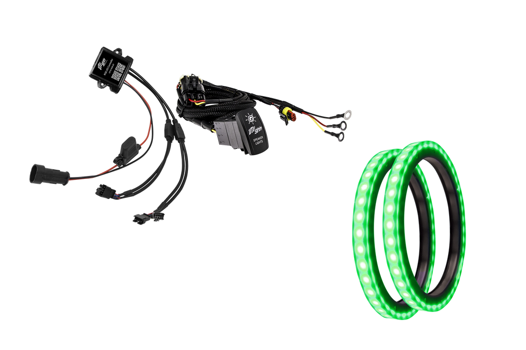UTV Stereo RGB LED speaker ring kit with controller and wiring harness