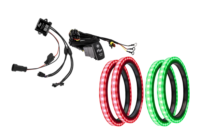 UTV Stereo RGB LED speaker ring kit with controller and wiring harness