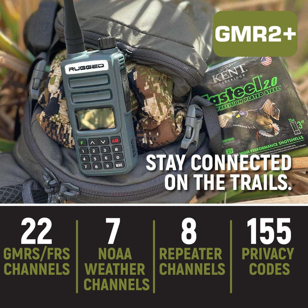 Adventure Pack - Rugged GMR2 PLUS - GMRS and FRS Two Way Handheld Radios with Accessories - Safety Yellow