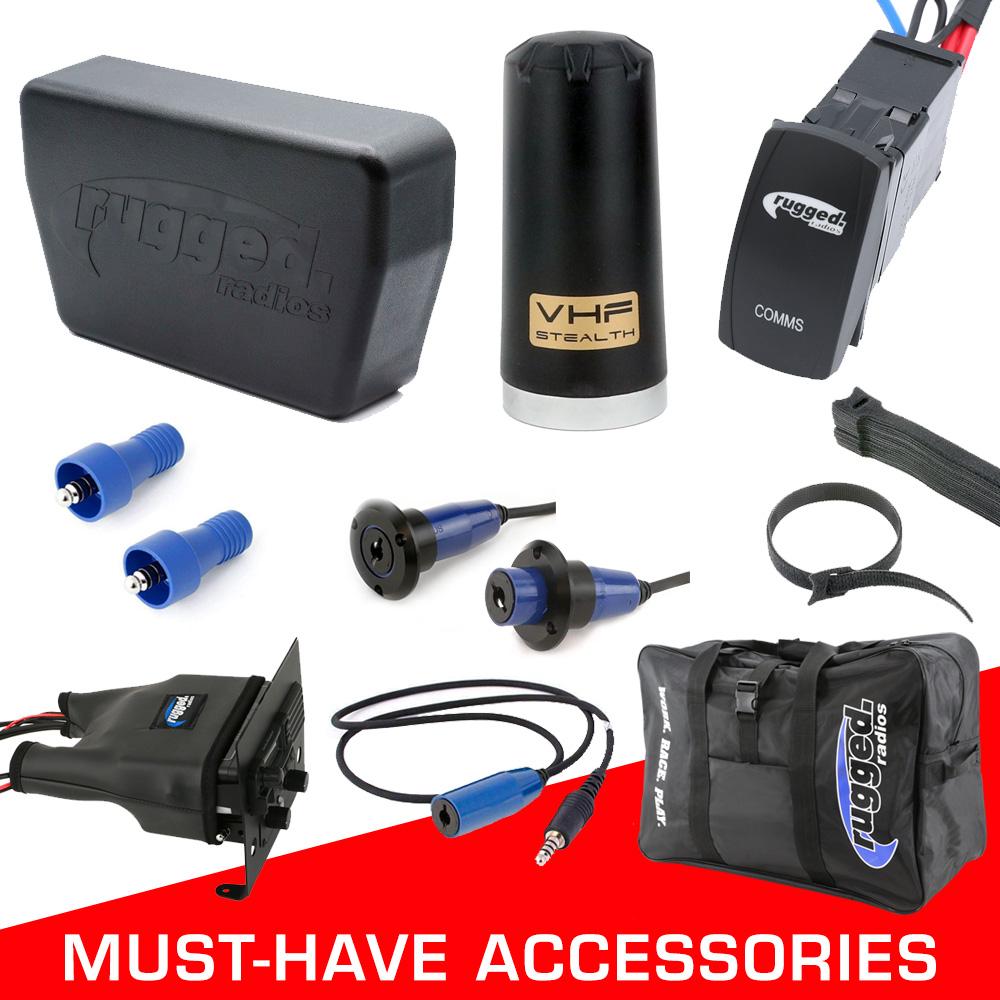 Alpha Accessory Pack For Rugged UTV SXS Intercom Radio Communication Systems - With Intercom Extension Cables (for Helmet Kits)
