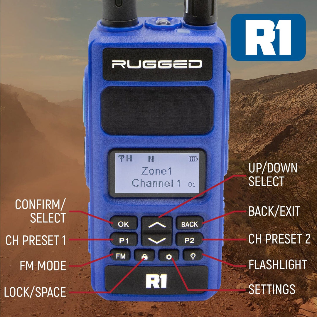 BUNDLE - Rugged R1 - Business Band Two Way Handheld Radio - with Hand Mic