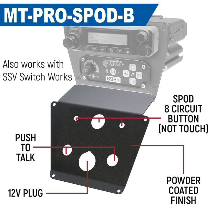Lower Accessory Panel for Polaris RZR PRO XP RZR Turbo R and RZR PRO R Dash Mount Radio and Intercom - Rockford Fosgate