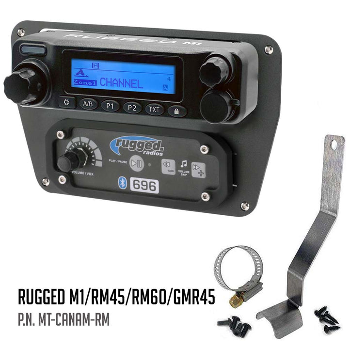 Can-Am Commander Intercom and Radio Mount - Rugged M1/G1/G4/RM45/RM60/GMR45 with Switch Holes