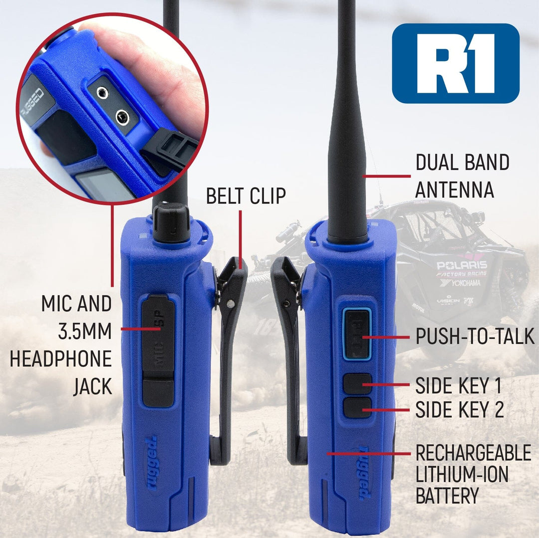 Rugged R1 - Business Band Two Way Handheld Radio - Digital and Analog - Blue