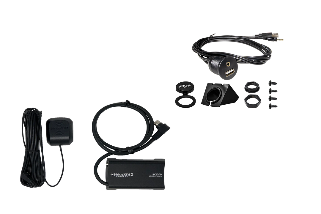 SiriusXM SXV300 vehicle tuner kit with antenna and USB auxiliary port extension cable