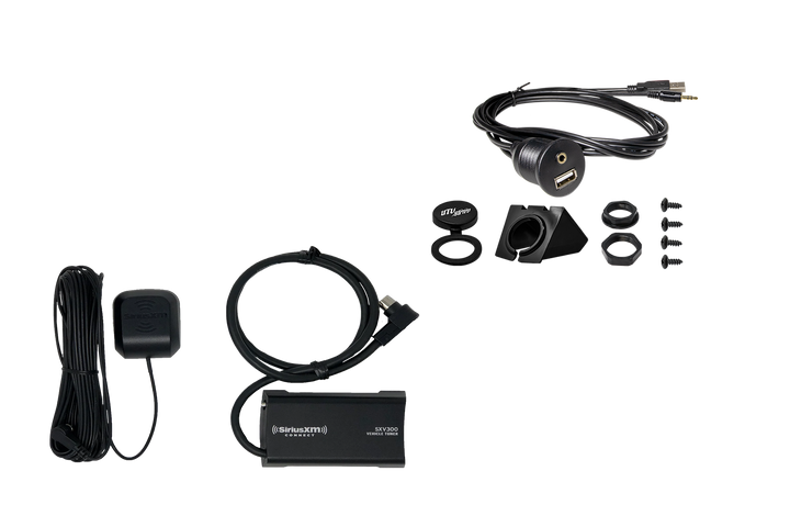 SiriusXM SXV300 vehicle tuner kit with antenna and USB auxiliary port extension cable