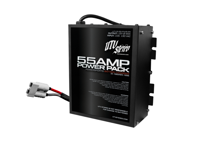 UTV Stereo 55 amp power pack battery charger with power cable and connector