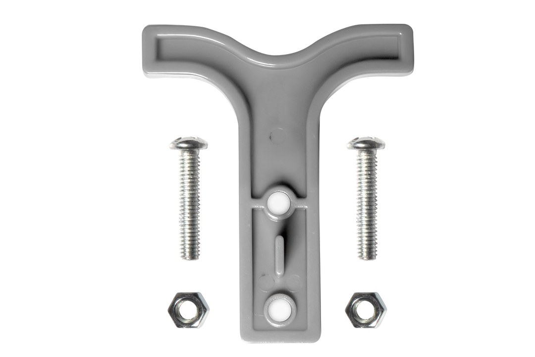 UTV Stereo grey plastic T-shaped bracket with two metal bolts and two nuts