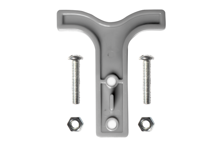 UTV Stereo grey plastic T-shaped bracket with two metal bolts and two nuts