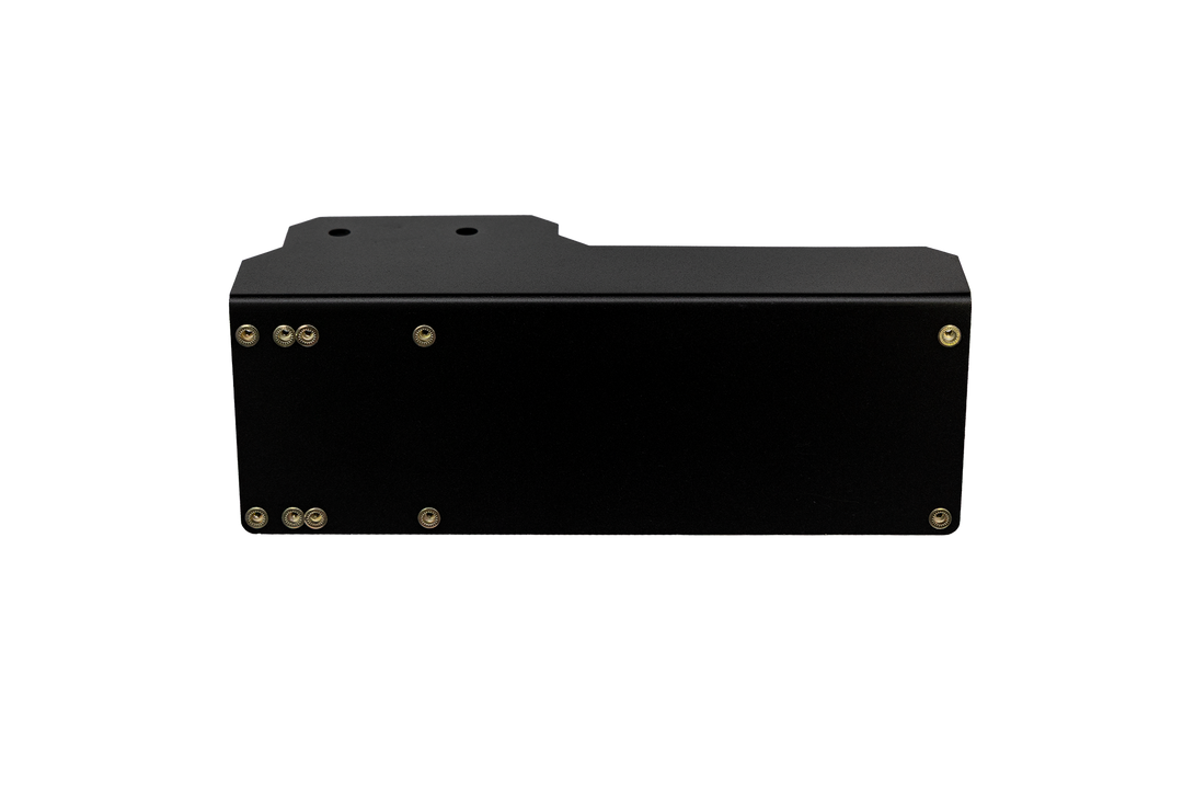UTV Stereo black metal mounting bracket with gold hardware