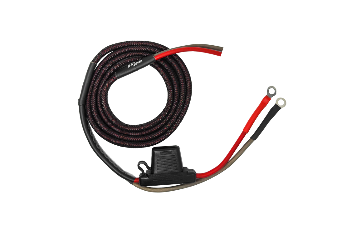 UTV Stereo power cable with inline fuse holder and ring terminals