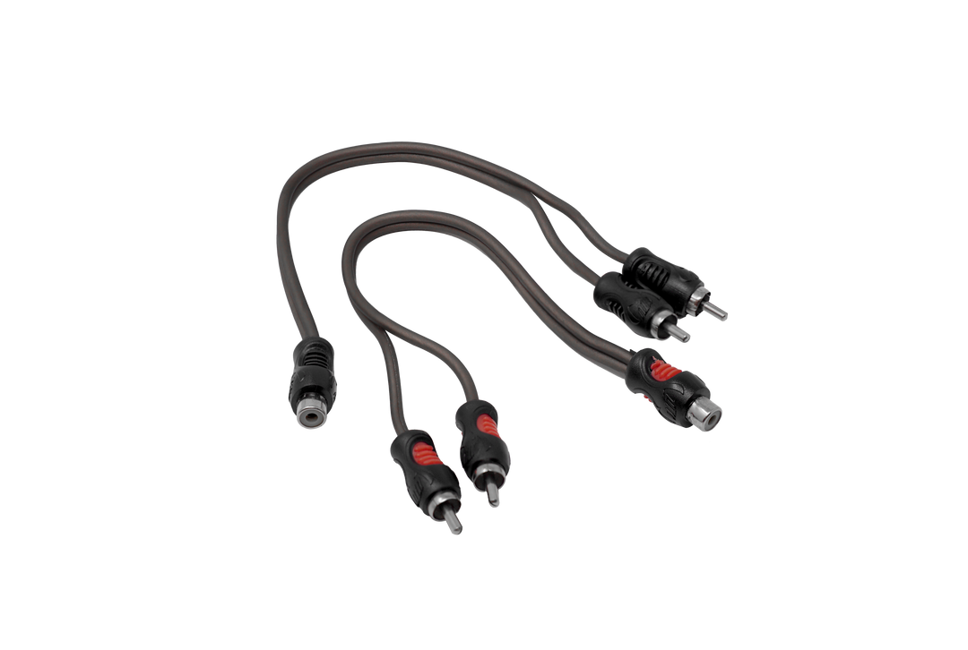 UTV Stereo RCA Y adapter cable with one female and two male connectors