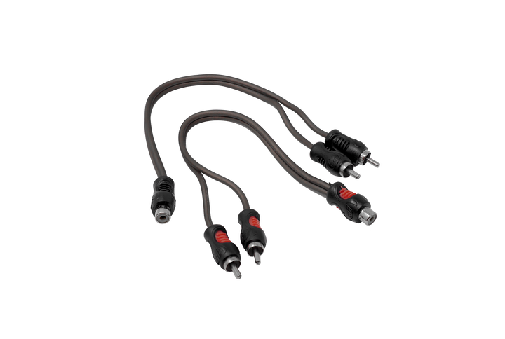 RCA Y adapter cable with one female jack and two male plugs