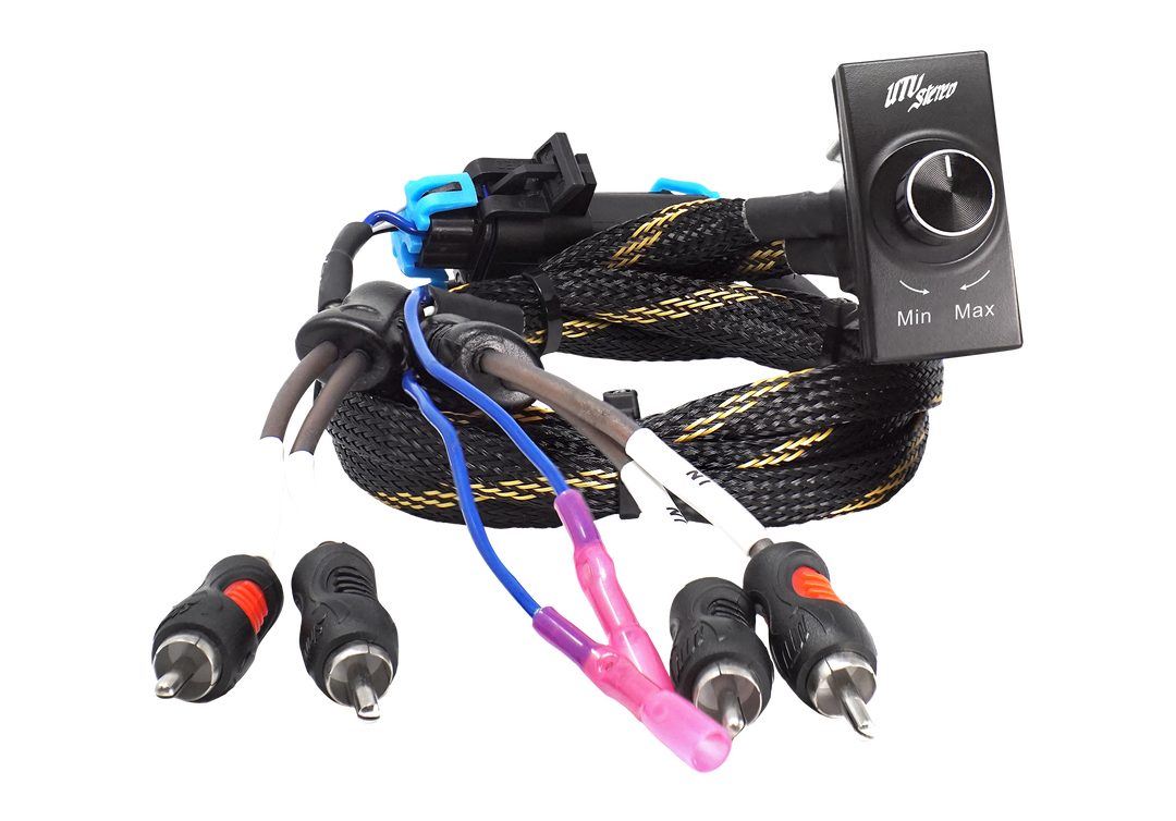 UTV Stereo bass controller with wiring harness and RCA connectors