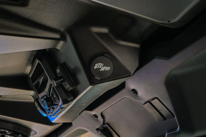 UTV Stereo audio controller mounted in a vehicle overhead console