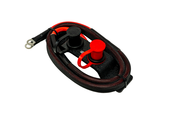 UTV Stereo battery terminal relocation kit with red and black cables