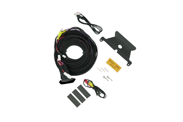 UTV Stereo camera wiring harness kit with mounting bracket and hardware