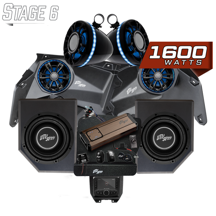 UTV Stereo Stage 6 audio system with speakers subwoofers amplifier and head unit