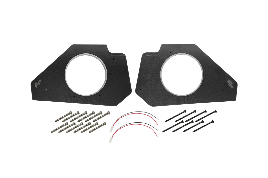 UTV Stereo speaker mounting plates with included screws and wiring harnesses