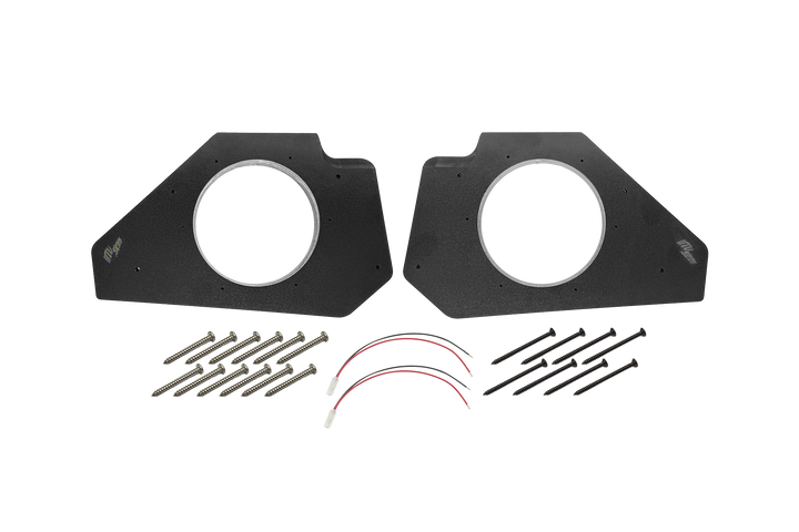 UTV Stereo speaker mounting plates with included screws and wiring harnesses