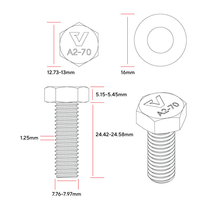 M8x25mm Zinc Kit - Valor Offroad