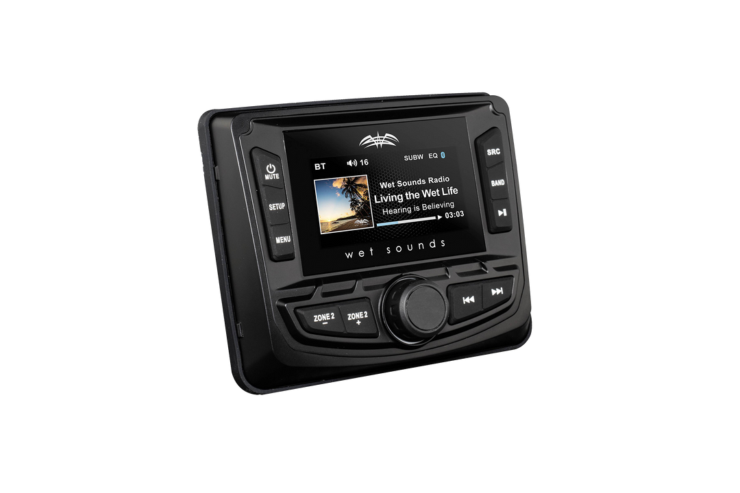 Wet Sounds marine digital media receiver with LCD display and control buttons