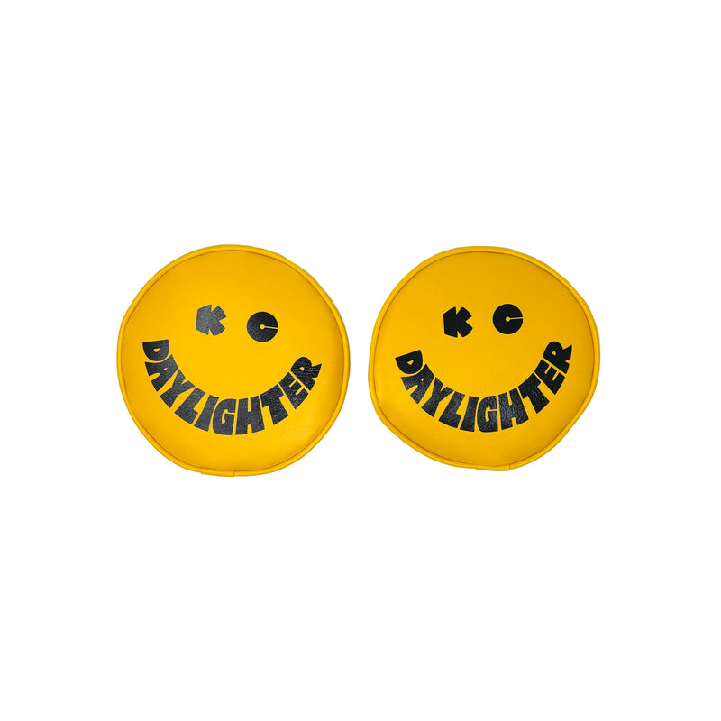 Cover; Retro 6" Vinyl Yellow w/ Black "KC DAYLIGHTER" Smiley Face (pr)