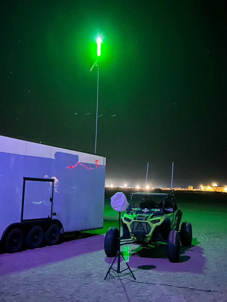 Complete RGB Color Chasing Camp Locator Kit (flag pole, mount, whip & harness)