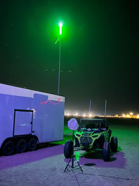 Complete RGB Color Chasing Camp Locator Kit (flag pole, mount, whip & harness)